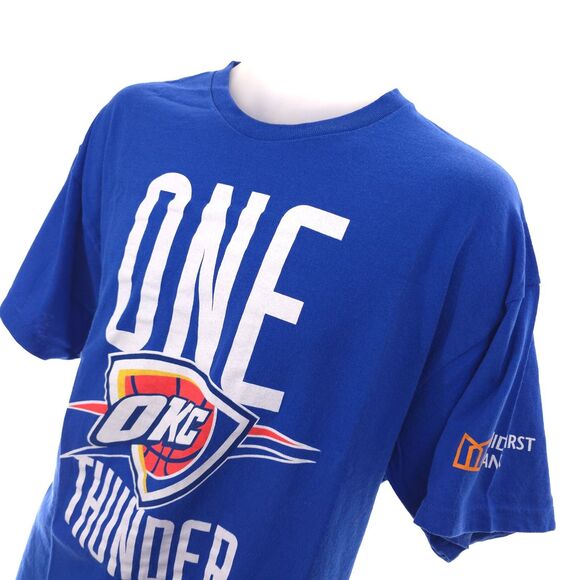 Vtg NBA OKC ONE THUNDER Playoff XL Shirt Short Sleeve Blue #1 - Picture 3 of 7